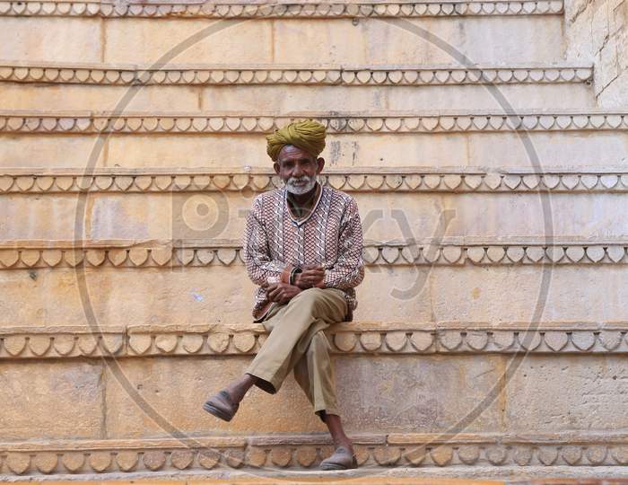 Indian elderly man wearing turban