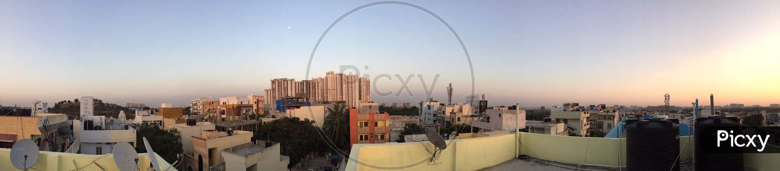 Panorama Of a City Scape With  Residential Houses