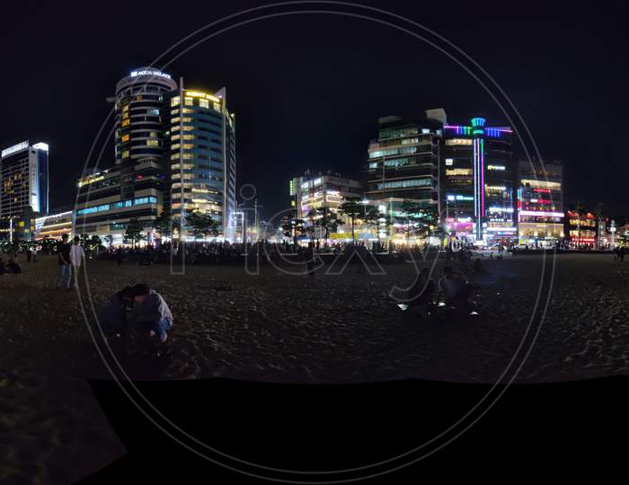 Night view of south korea busan beach