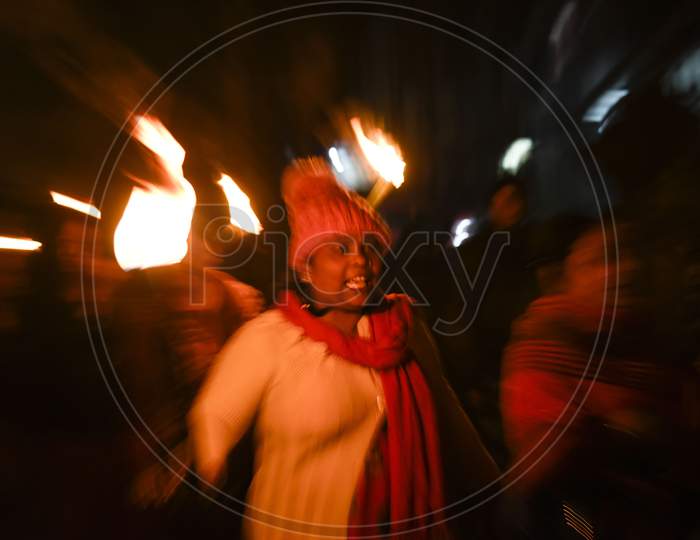 All Assam Student'S Union (Aasu) Along With 30 Ethnic Organizations Take Part In A Torch Light Procession Rally In Protest Against Citizenship (Amendment) Act, In Guwahati,