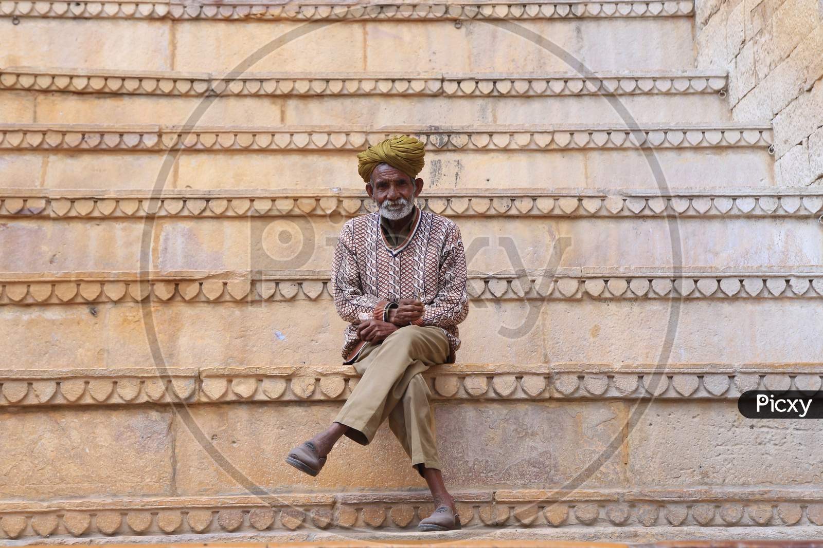 Indian elderly man wearing turban