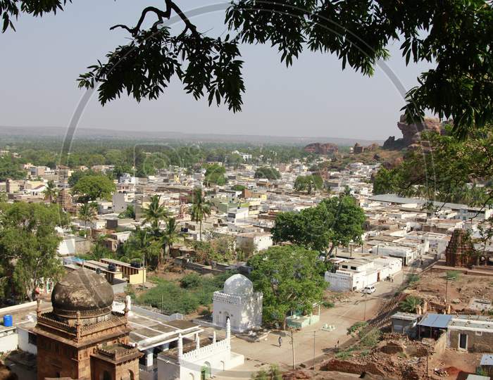 Cityscape view from Badami caves