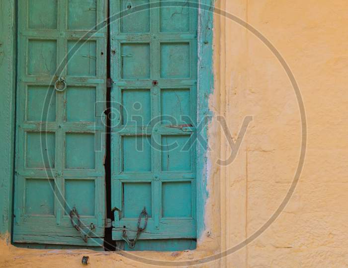 Traditional Old Wooden Doors At Jaisalmer