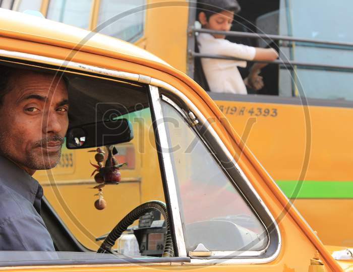 Indian Yellow Taxi driver