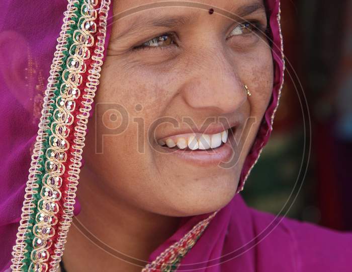 Portrait of Rajasthani Smiling Woman