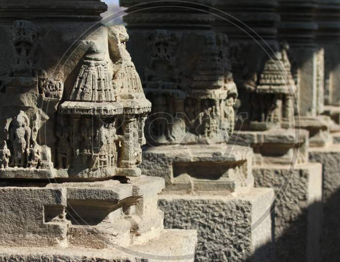 Stone carvings of Ancient temple in Hampi