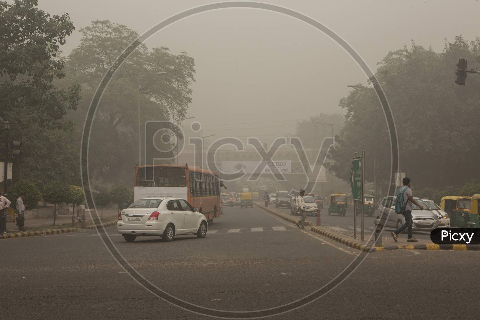 Foggy winter afternoon view of New Delhi