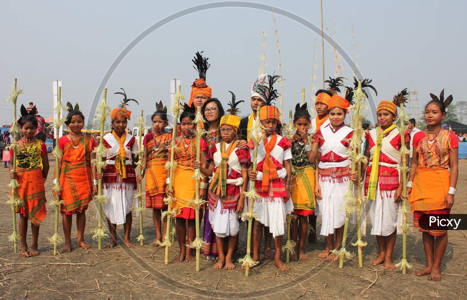 Assamese Tribal People Celebration Bihu Festival With Traditional Bihu Dance