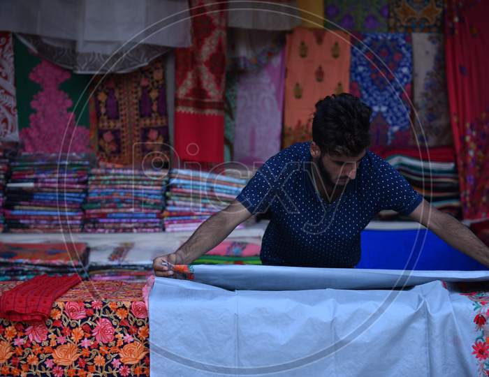 A kashmiri textile stall in Numaish Exhibition 2020