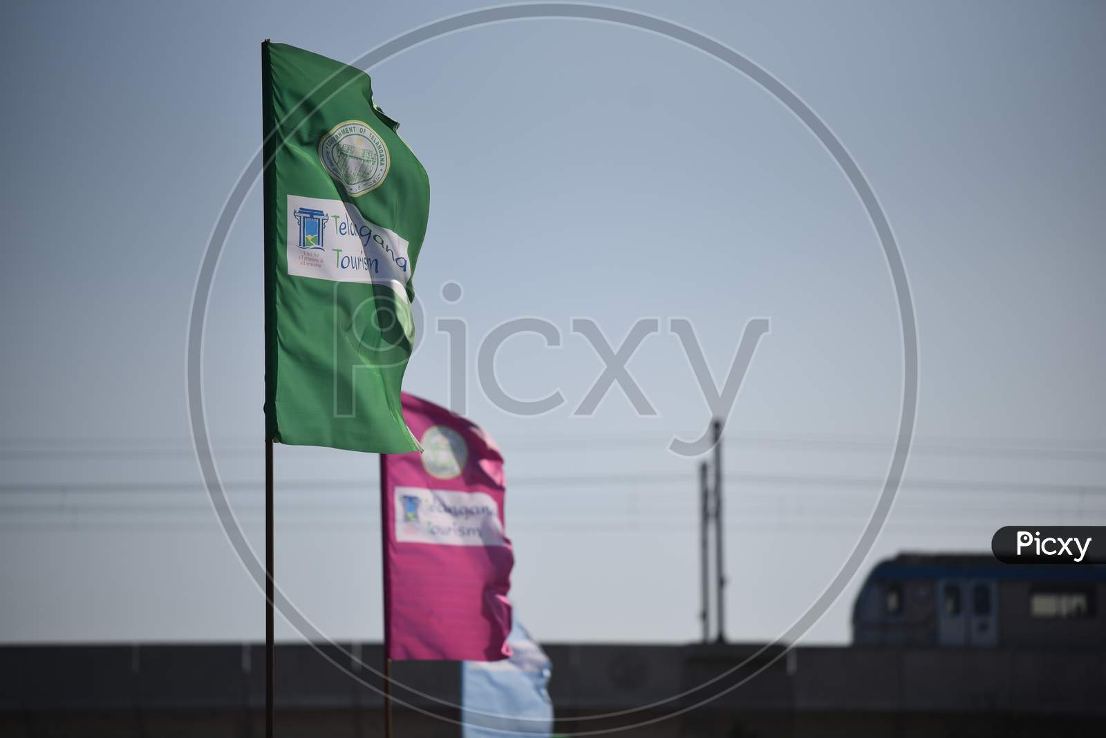 Telangana Tourism Flag and Hyderabad Metro Rail ,International Kite Festival 2020, Parade Grounds,Hyderabad