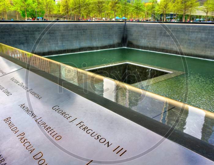 National September 11 Memorial commemorating terrorist attacks at the World Trade Center in New York City, USA