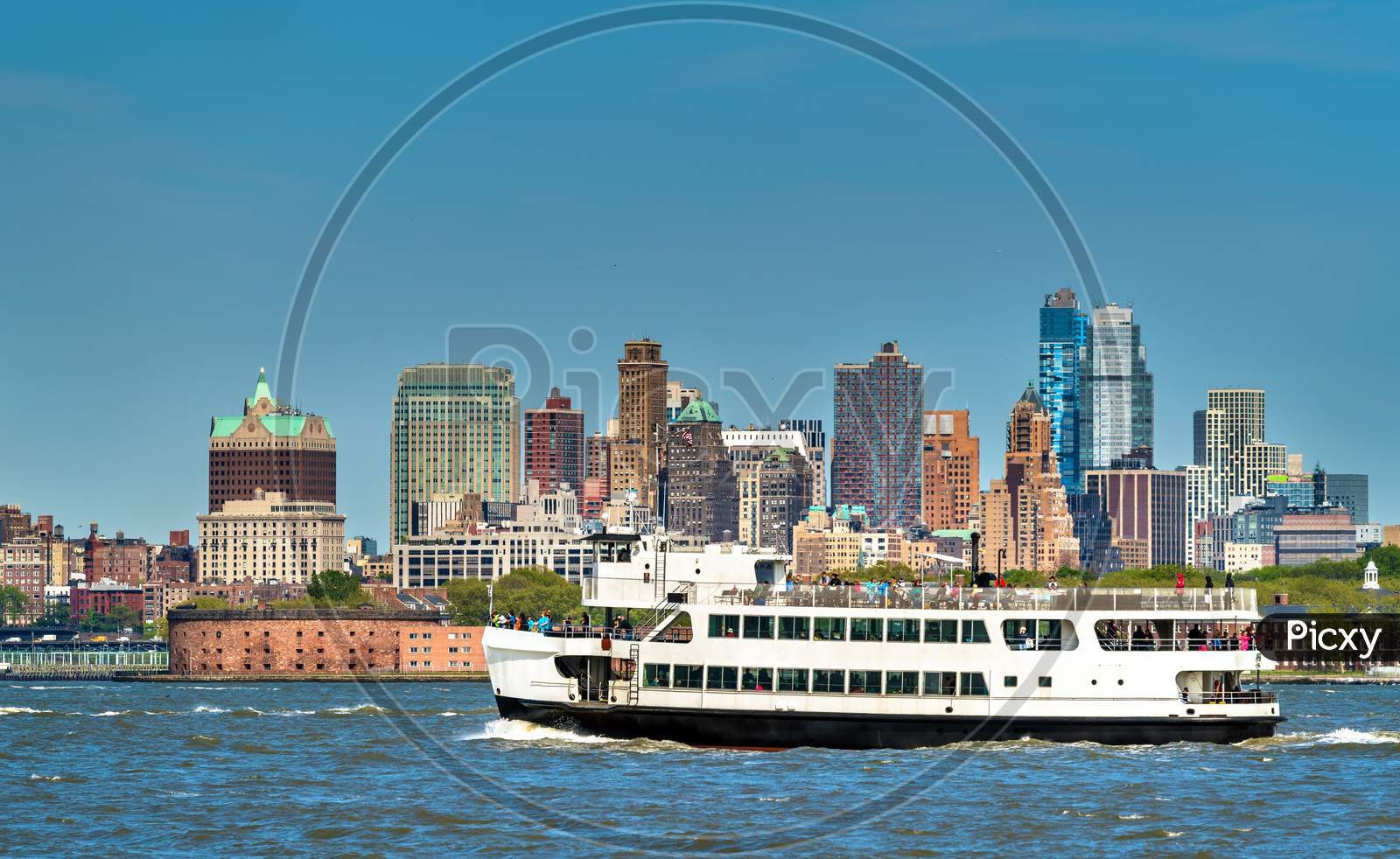 Ferry Connecting New York City, Liberty And Ellis Islands And Jersey City