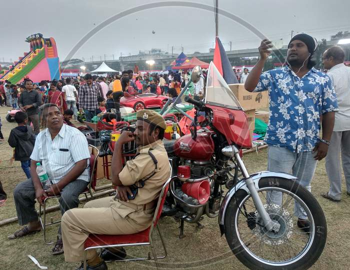 Bike fire station at international kite festival