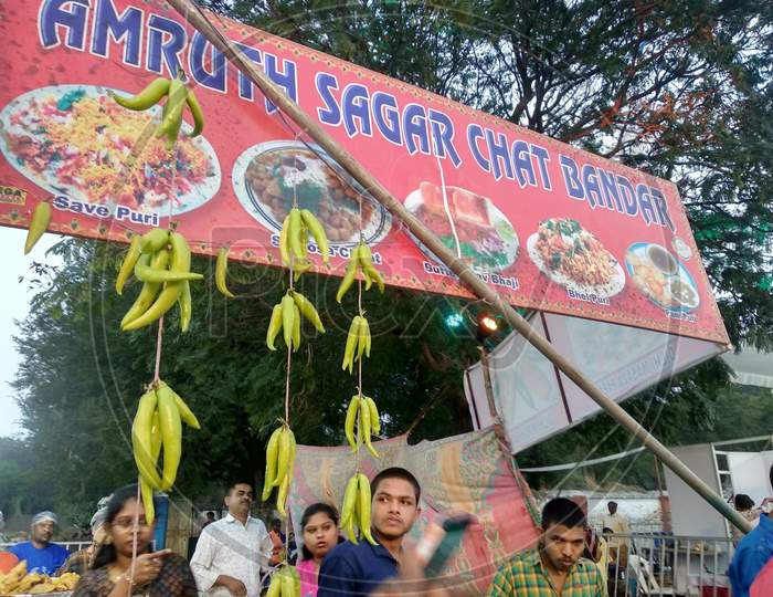 Street Food Stalls   in International Kites Festival in Hyderabad