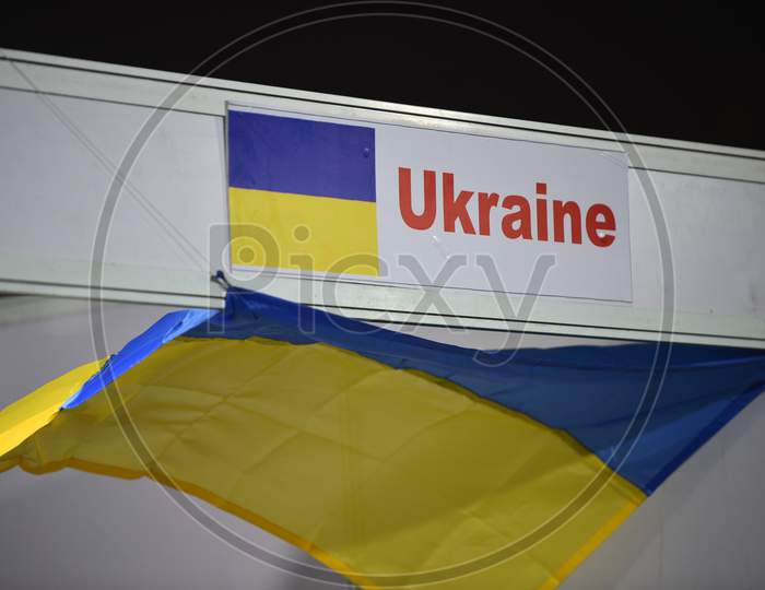 Ukraine Flag at International Kite Festival 2020, Parade Grounds,Hyderabad.