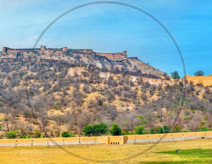 Panorama Of Amer And Jaigarh Forts In Jaipur - Rajasthan, India