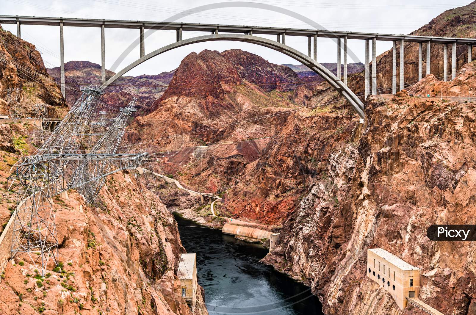 The Hoover Dam Bypass Bridge Across The Colorado River In The United States