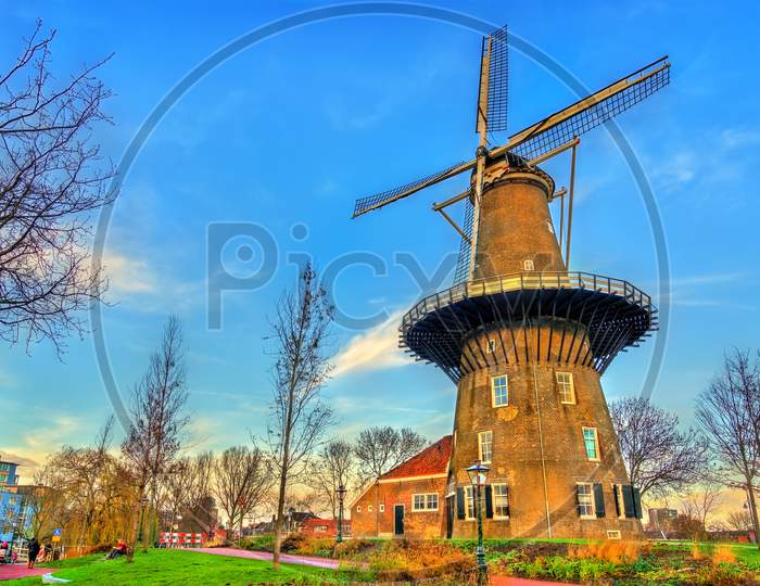 De Valk, A Tower Mill In Leiden, The Netherlands