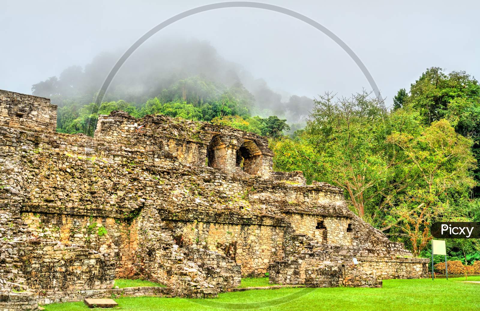 Image of The Palace At The Maya Archeological Site In Palenque, Mexico ...