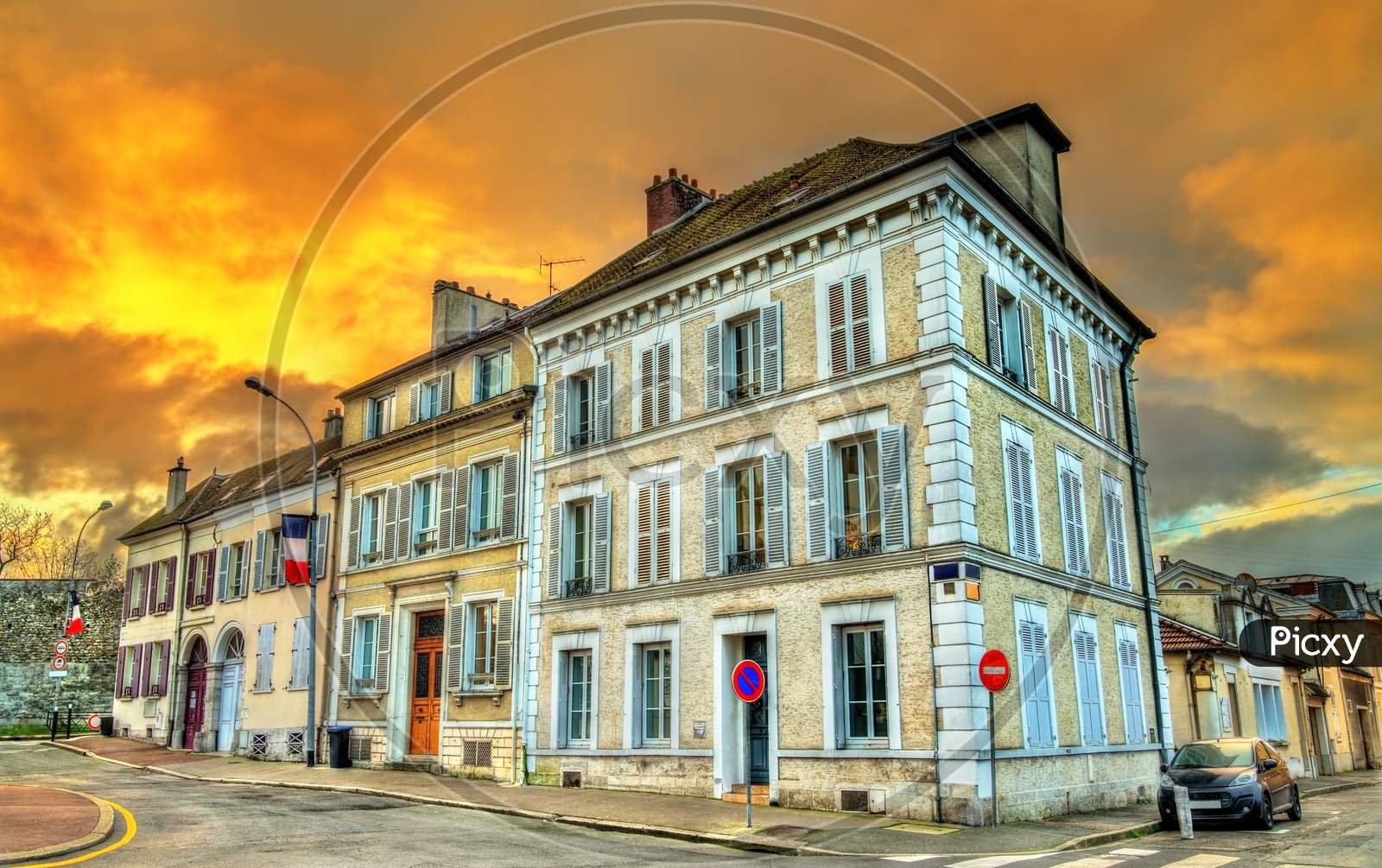 Typical French Buildings In Meaux, Paris Region