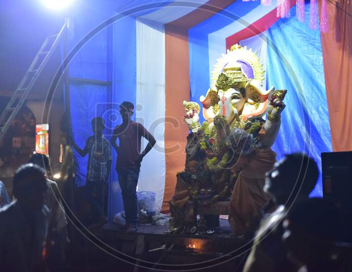 a Ganesh idol during Ganesh Chaturthi