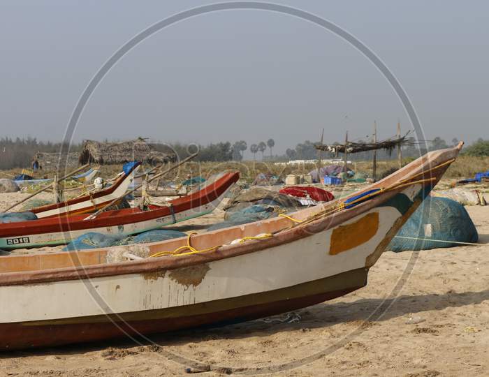 Fishing Boats At a  Beach