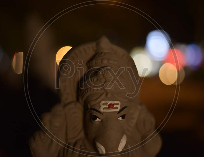Hindu diety Clay Ganesh Idol