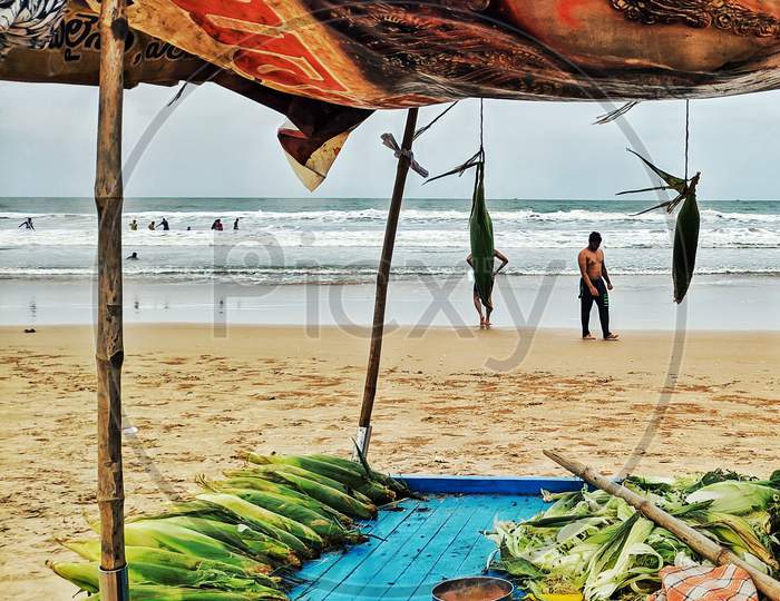 Corn Vendor Stall At a Beach