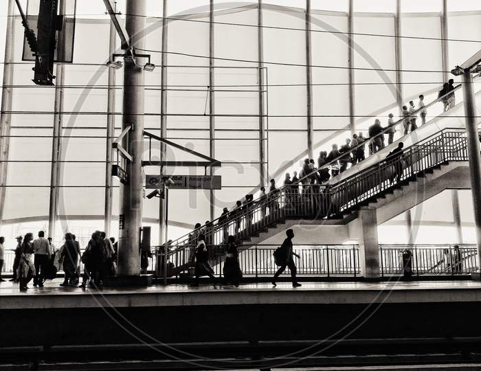 Daily Commuters At a Metro Station