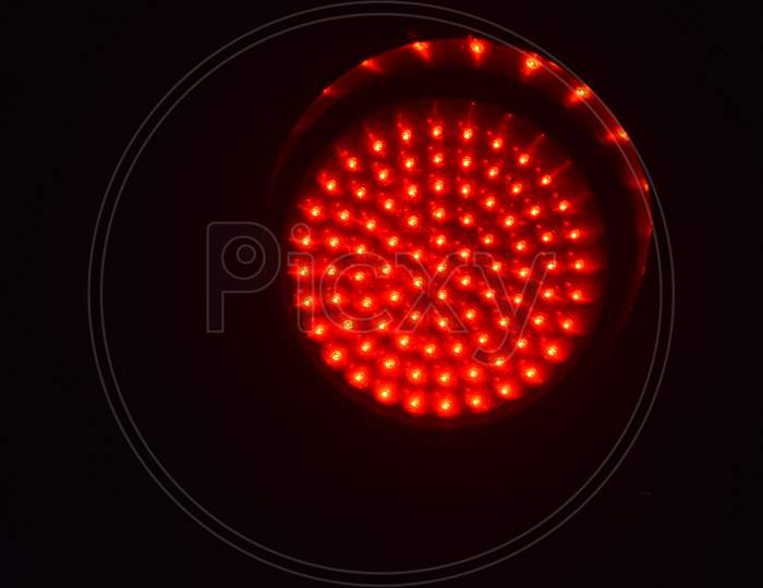 Red LED Lights Over Dark Background