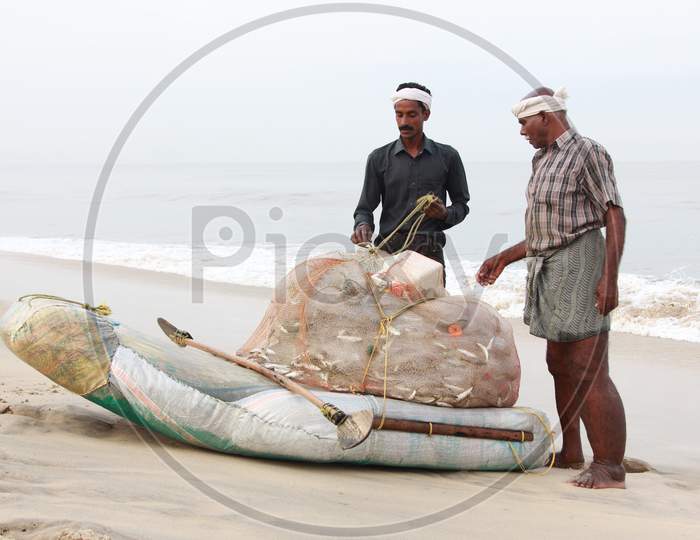 Indian Fishermen at the Beach, Kerala