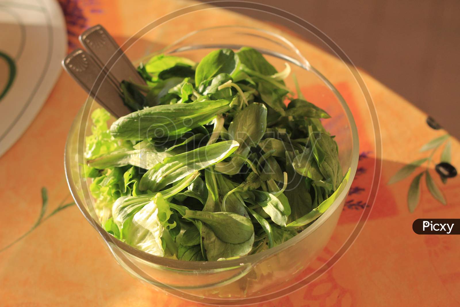 Spinach in a container
