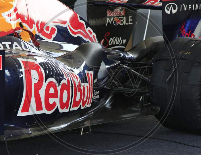 Close view of Red Bull Racing Formula 1 car detail