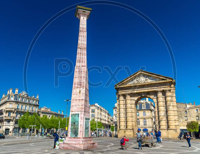 Obelisk And Aquitaine Gate On Place De La Victoire In Bordeaux, France
