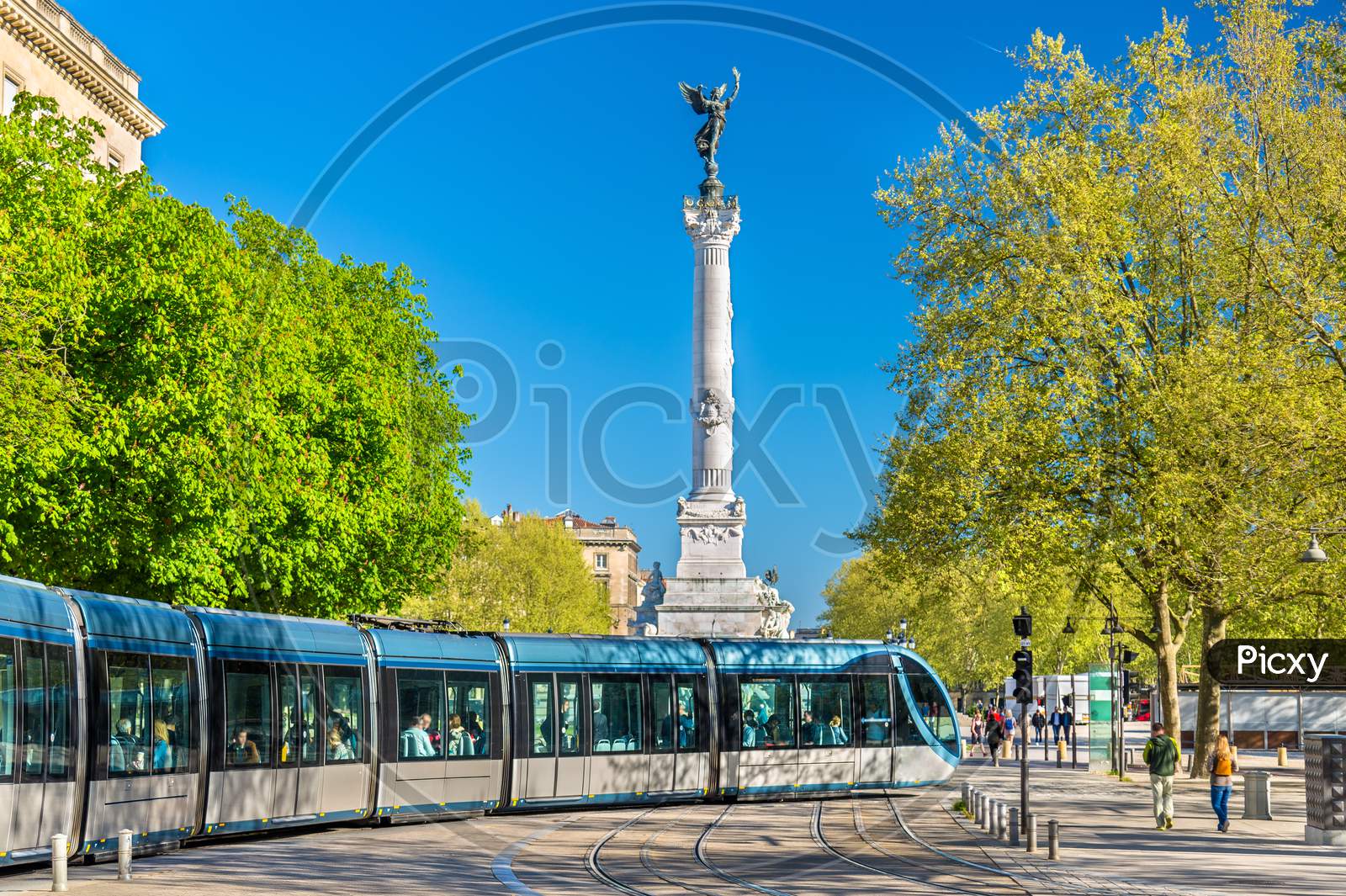 Tram Near The Monument Aux Girondins In Bordeaux, France