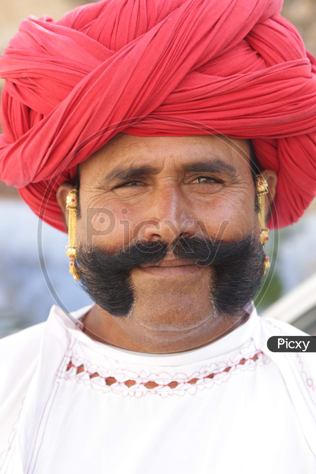 Portrait of Rajasthani Man with Big Mustache