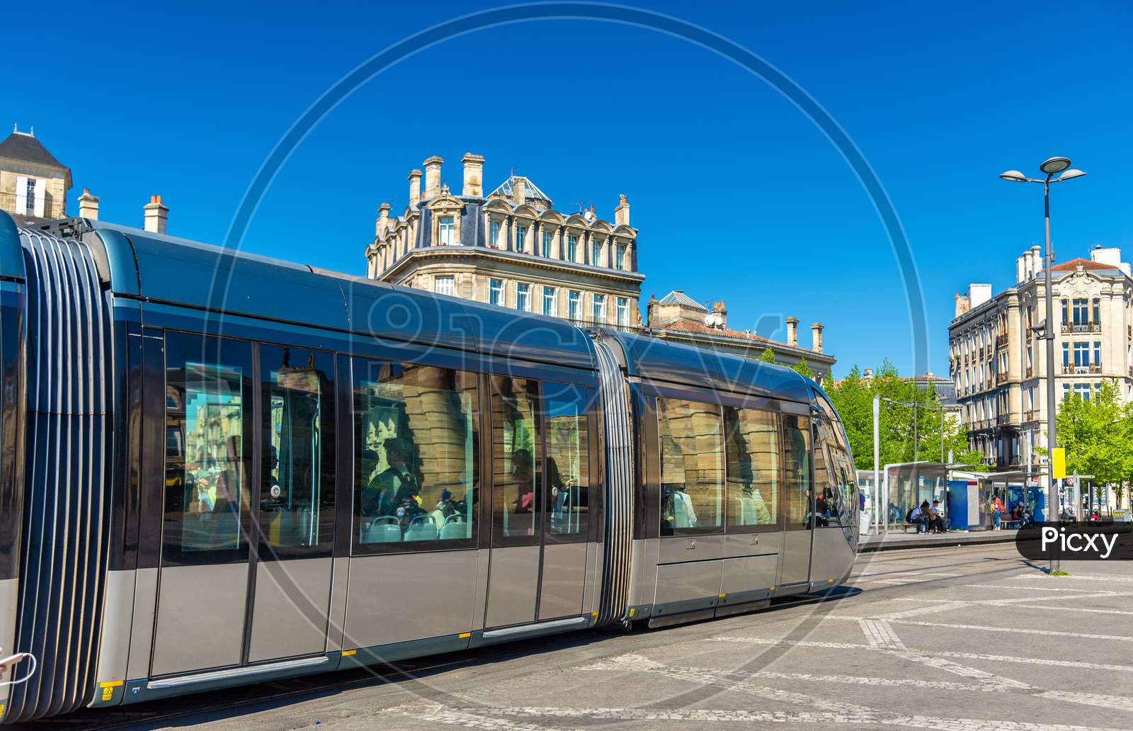City Tram On Place De La Victoire In Bordeaux, France