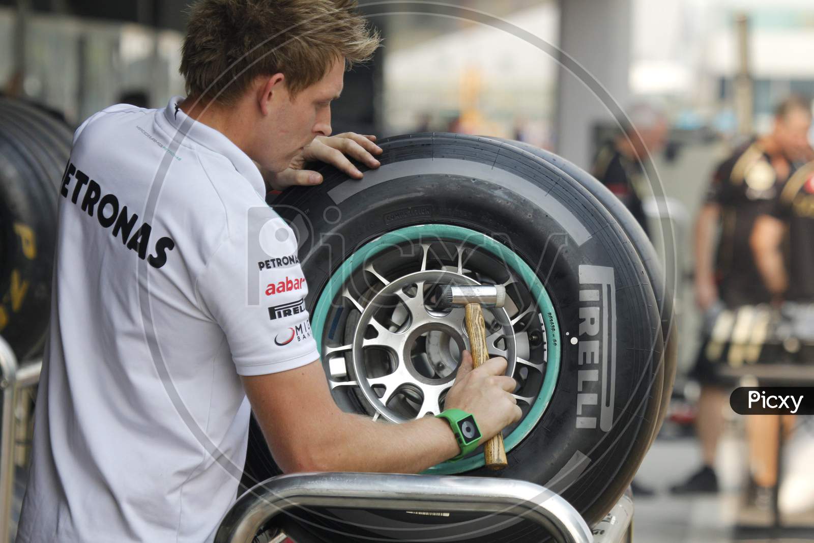 Mercedes Formula 1 team member at work