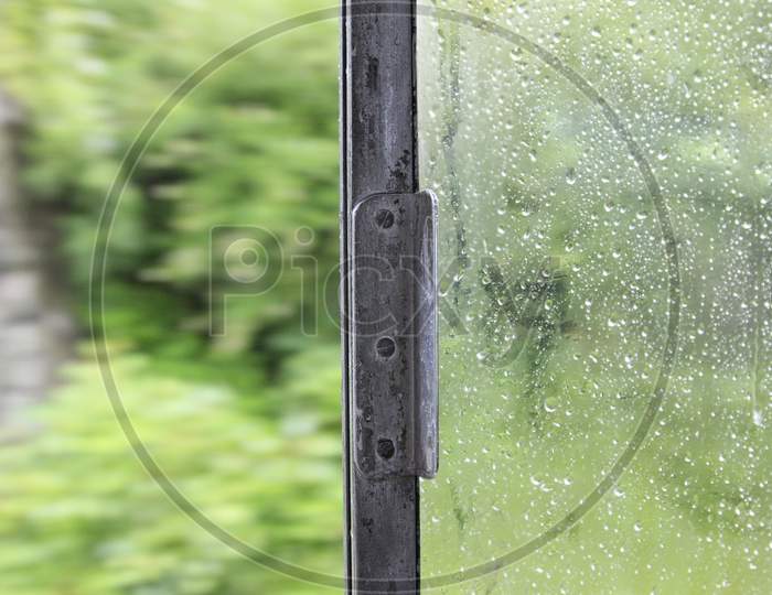 Water droplets on the glass window