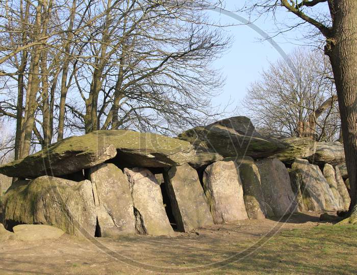 Massive laminated boulders in La Roche-Aux-Fées, Brittany, France