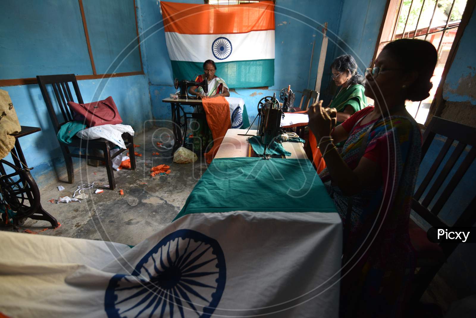 Indian National Tri-Colour Flag  Making By Woman in Workshops In Guwahati, Assam