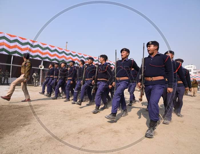 Police Cadet Personal Practicing March For Republic Day Parade in Khanapara, Guwahati, Assam