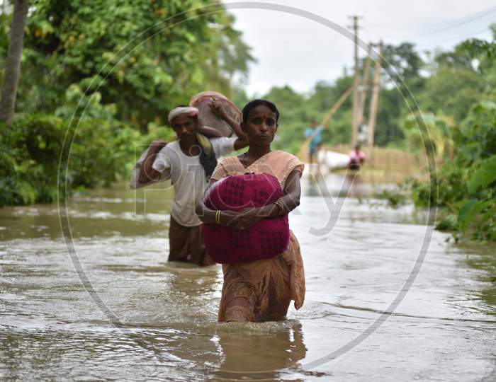 Villagers Migrating From Flooded Villages Of Golaghat Reagion in Assam