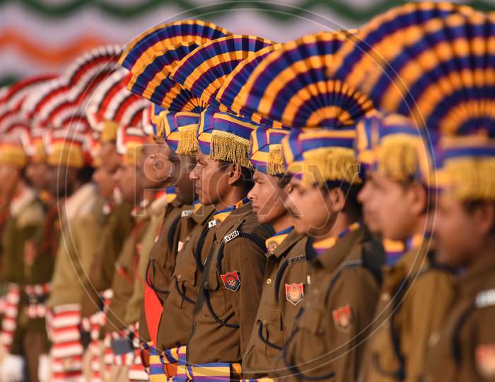 Police And Army  Cadets Practicing  Marching For Republic Day Parade In khanapara, Guwahati, Assam