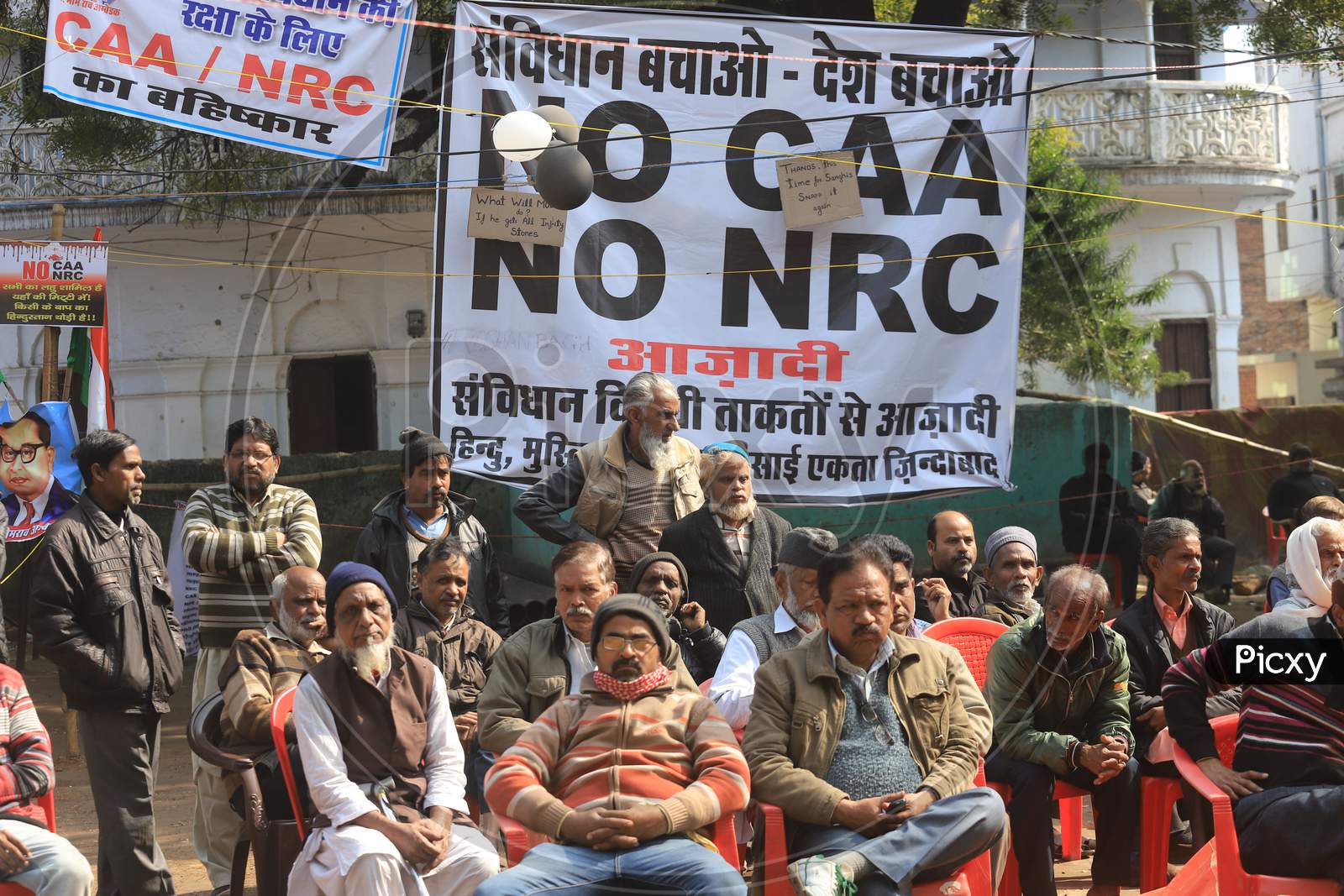 Protesters  Against NRC, CAA And CAB With Banners And Placards