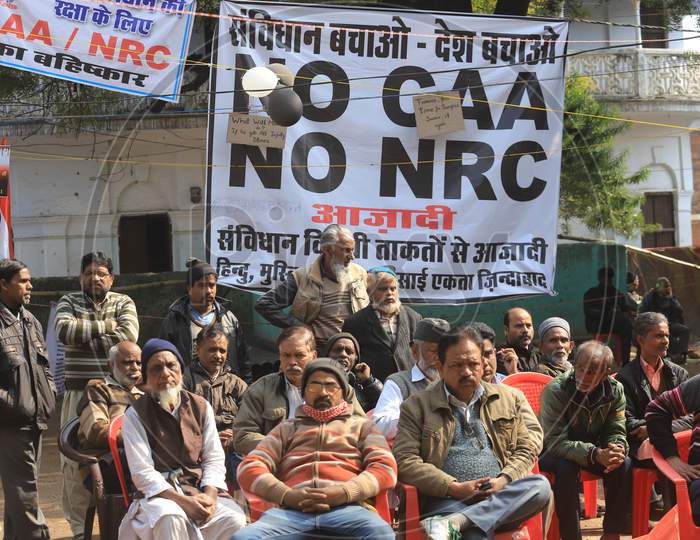 Protesters  Against NRC, CAA And CAB With Banners And Placards
