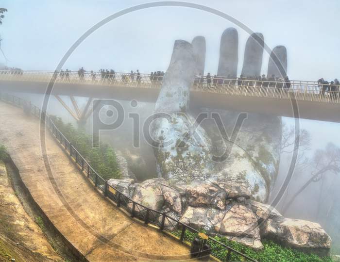 The Golden Bridge, Supported By Two Giant Hands, In Vietnam