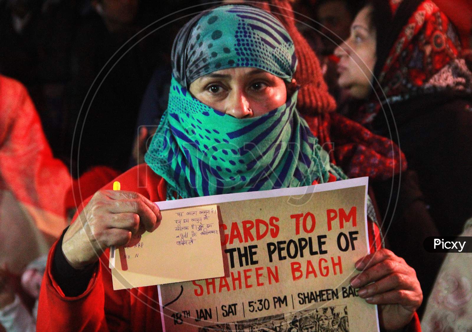 People Take Part In A Sit In Protest Against NRC, CAA And NPR At Shaheen Bagh In New Delhi