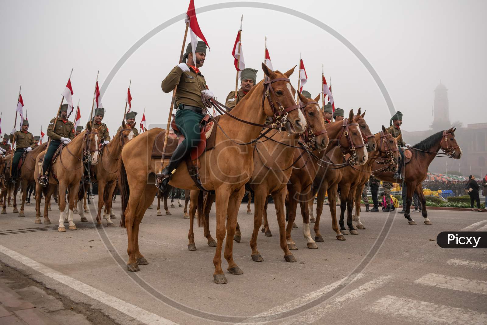 Indian Army Horse Regiment Practicing for Republic Day Parade, Delhi
