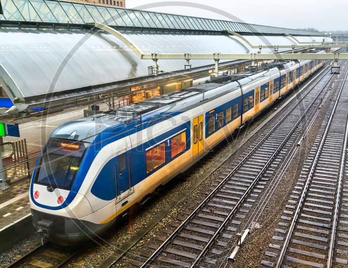 Passenger Train At Amersfoort Station In The Netherlands